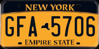 NY license plate GFA5706