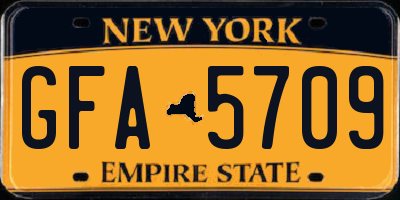 NY license plate GFA5709