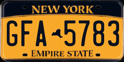 NY license plate GFA5783