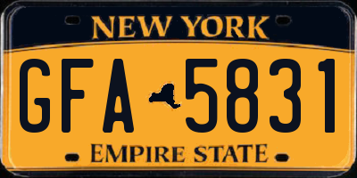 NY license plate GFA5831