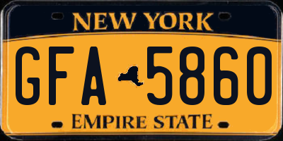 NY license plate GFA5860