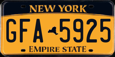 NY license plate GFA5925