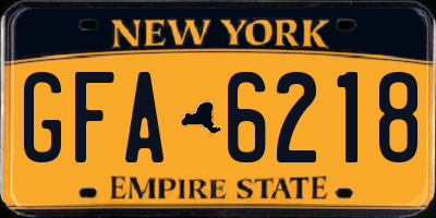 NY license plate GFA6218