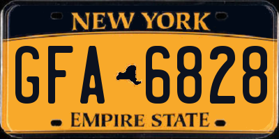 NY license plate GFA6828