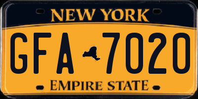 NY license plate GFA7020