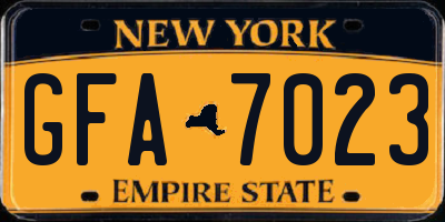 NY license plate GFA7023