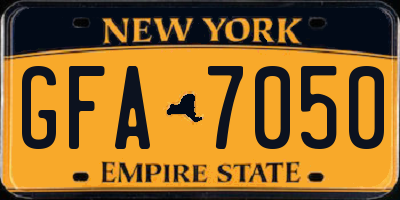 NY license plate GFA7050