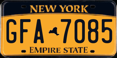 NY license plate GFA7085