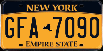 NY license plate GFA7090