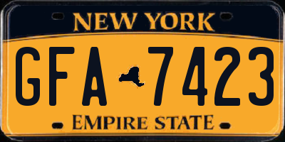 NY license plate GFA7423