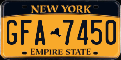NY license plate GFA7450