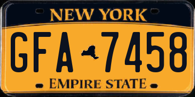 NY license plate GFA7458