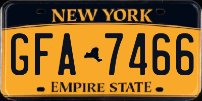NY license plate GFA7466
