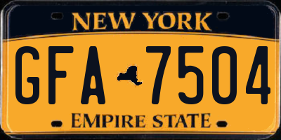 NY license plate GFA7504