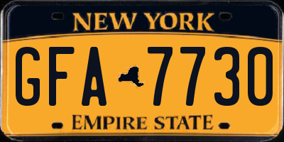 NY license plate GFA7730