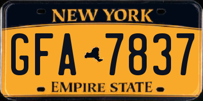 NY license plate GFA7837