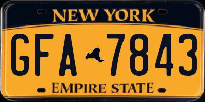 NY license plate GFA7843