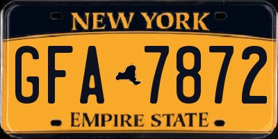 NY license plate GFA7872