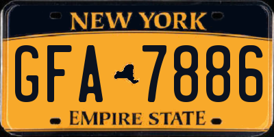 NY license plate GFA7886