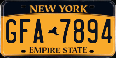 NY license plate GFA7894