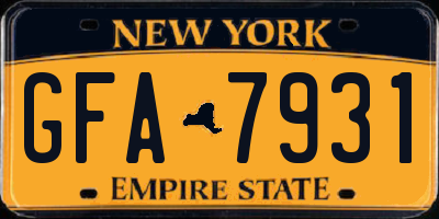 NY license plate GFA7931