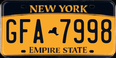 NY license plate GFA7998