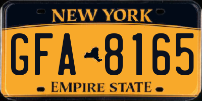 NY license plate GFA8165