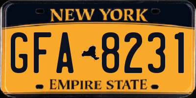 NY license plate GFA8231