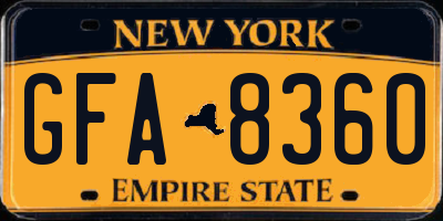 NY license plate GFA8360