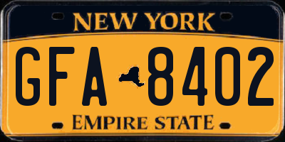 NY license plate GFA8402