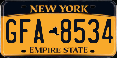 NY license plate GFA8534