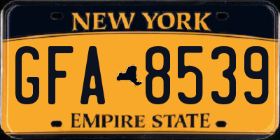 NY license plate GFA8539