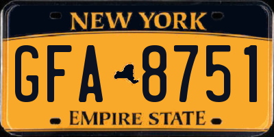 NY license plate GFA8751