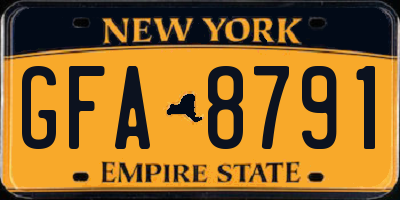 NY license plate GFA8791