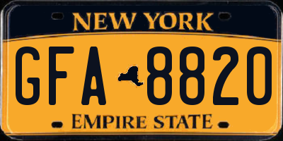 NY license plate GFA8820