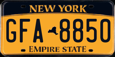 NY license plate GFA8850