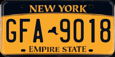 NY license plate GFA9018