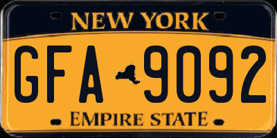 NY license plate GFA9092