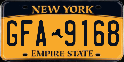 NY license plate GFA9168