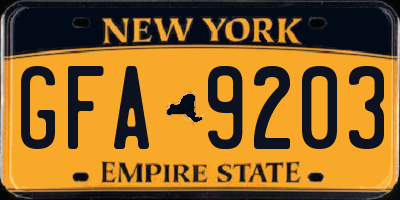 NY license plate GFA9203