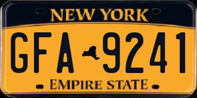 NY license plate GFA9241