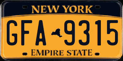 NY license plate GFA9315