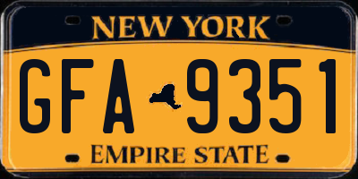 NY license plate GFA9351