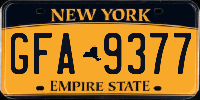 NY license plate GFA9377