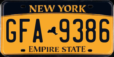 NY license plate GFA9386