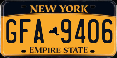 NY license plate GFA9406