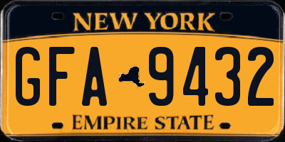 NY license plate GFA9432