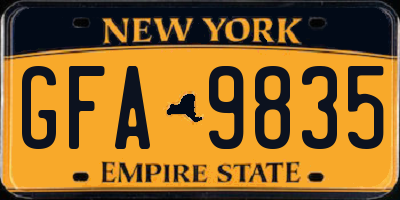 NY license plate GFA9835
