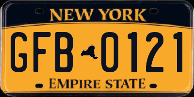NY license plate GFB0121