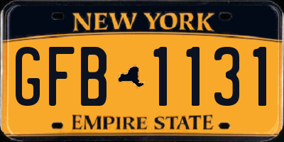 NY license plate GFB1131